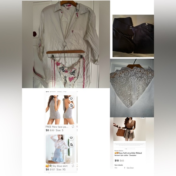 Victoria's Secret Other - 😍8for1 Price🦊pijama Shirt bikini set SzXS &White lace inserted Top.